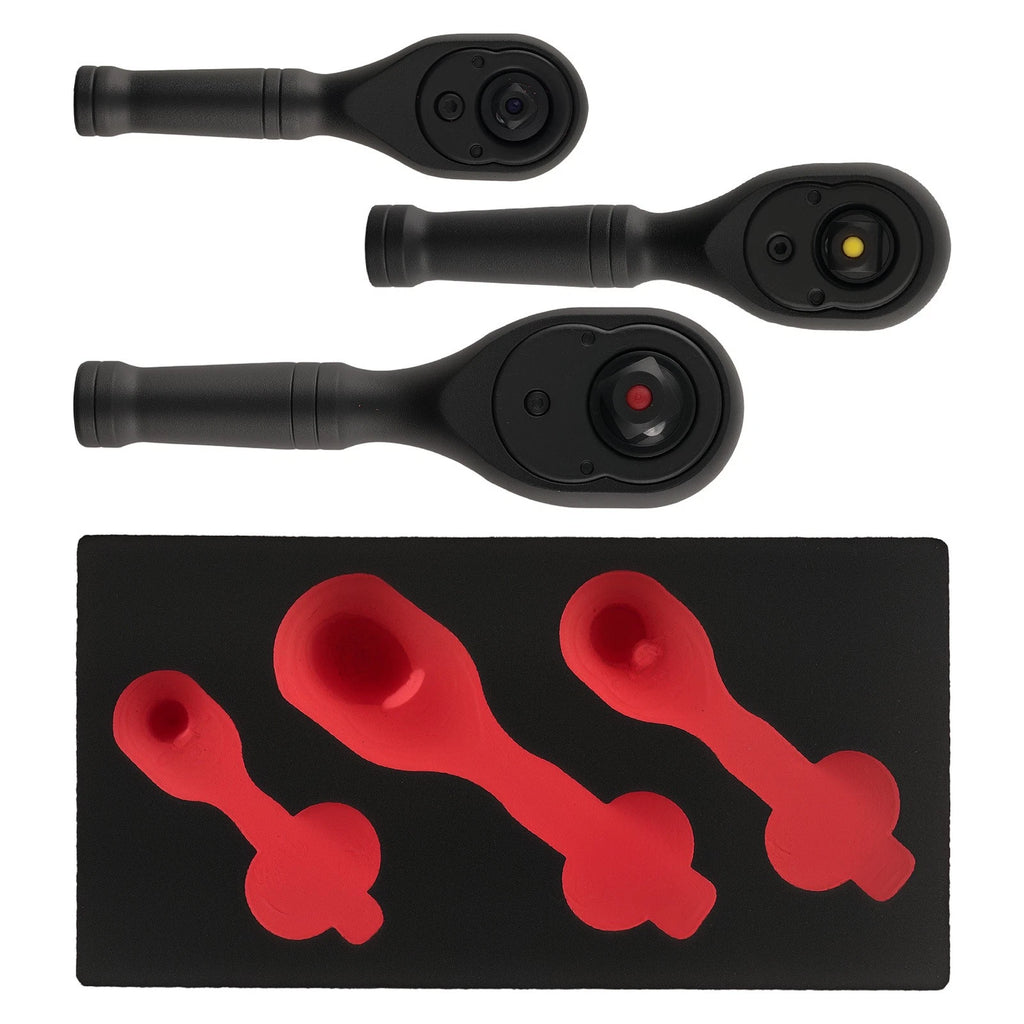 3pc Ratchet Tool Kit Set 1/4 3/8 1/2 Drive 72T Quick Release