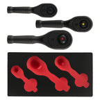 3pc Ratchet Tool Kit Set 1/4 3/8 1/2 Drive 72T Quick Release