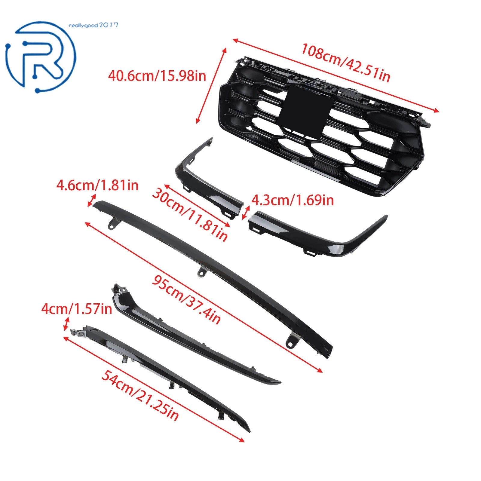 Gloss Black Radiator Grill & Molding Trim Kit for Honda Pilot (2023–2025)