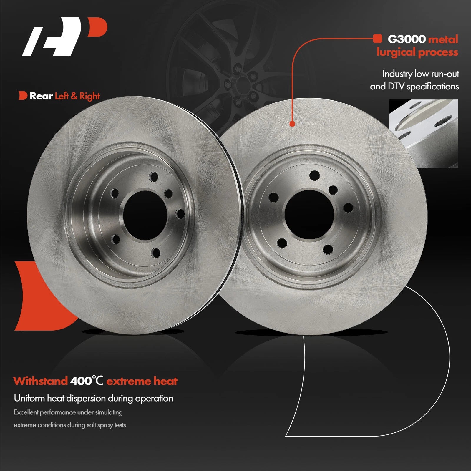 Rear Disc Brake Rotors & Ceramic Pads for BMW E60 535i 2008–2010