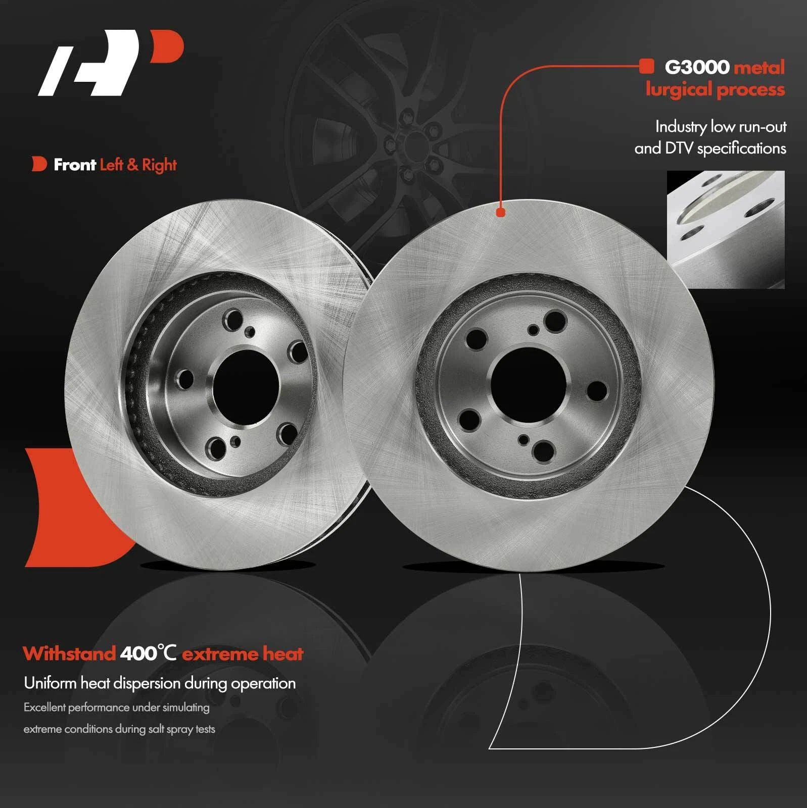 Front Disc Brake Rotor for Toyota Prius (2010–2015) & Lexus CT200h (2011–2015)