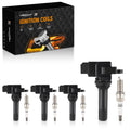 Set of 4 Ignition Coils + Spark Plugs for Subaru Impreza Forester (H4 UF664 93501)
