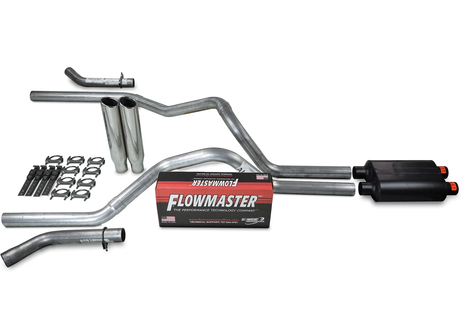 Dual Inlet Exhaust Kit for GM 1500 (1996–1999) - Flowmaster Super 44, Rolled Tips