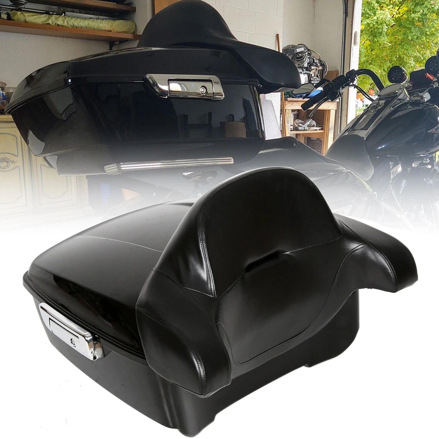 Black King Luggage Trunk Backrest for Harley Davidson Touring (2014–2026)