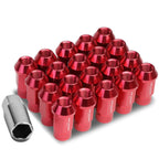 Set of 4 Open End M12x1.25 44mm Tall Red Aluminum JDM Wheel Lug Nuts