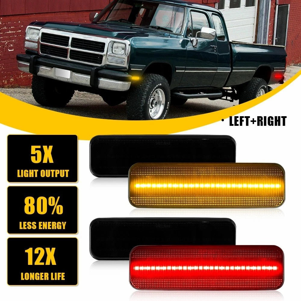 Set of 4 Smoked LED Front + Rear Side Marker Lights for Dodge Charger (1972–1974, 1984–1987)