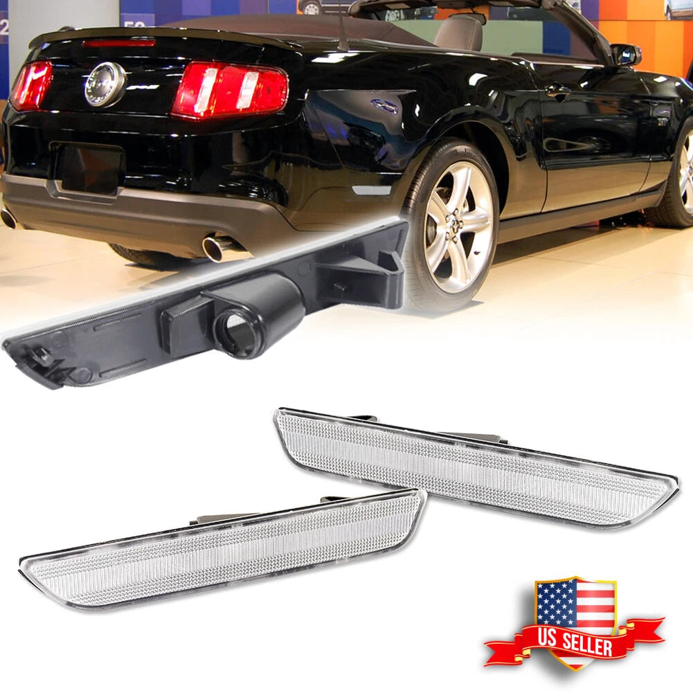 2X Clear Lens Rear Bumper Side Marker Lights for Ford Mustang (2010–2014)