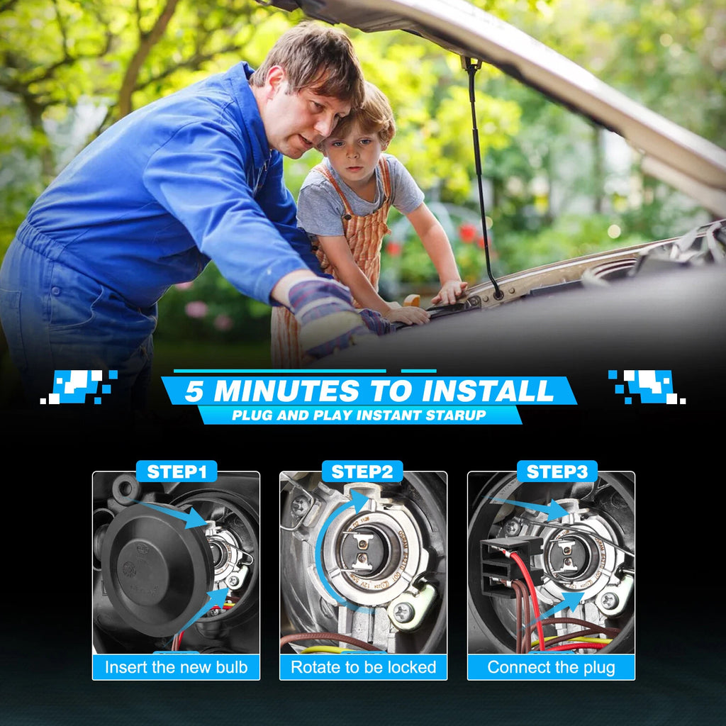 2X H7 LED Headlight Bulbs for NOVSIGHT (6500K, 10000LM)