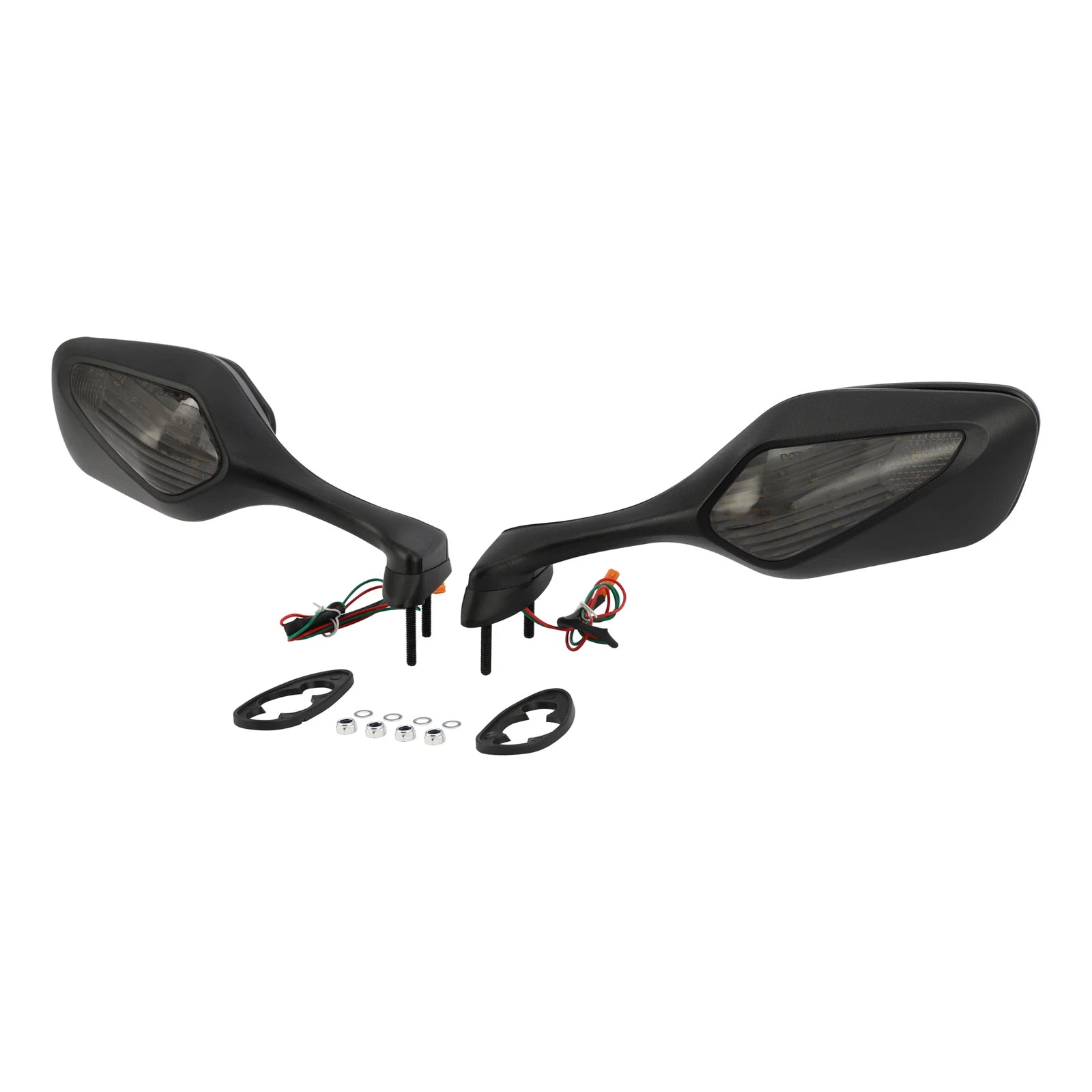 Set of 2 Black Rear View Mirrors with LED Turn Signal for Honda CBR1000RR (2008–2016)