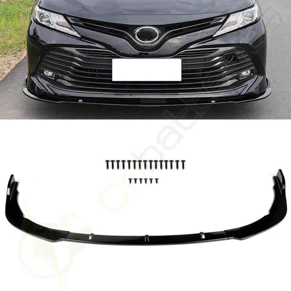 Front Bumper Lip for Toyota Camry LE (2019–2020) Glossy Black