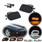 Set of 2 Switchback Dynamic Amber & White DRL Turn Signal Lights for Trans Am