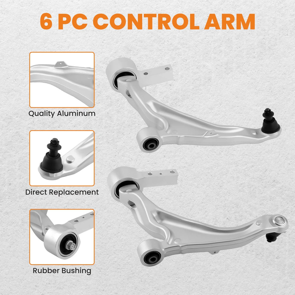 Set of 6 Front Lower Control Arms for Acura MDX/ZDX (2007–2013)