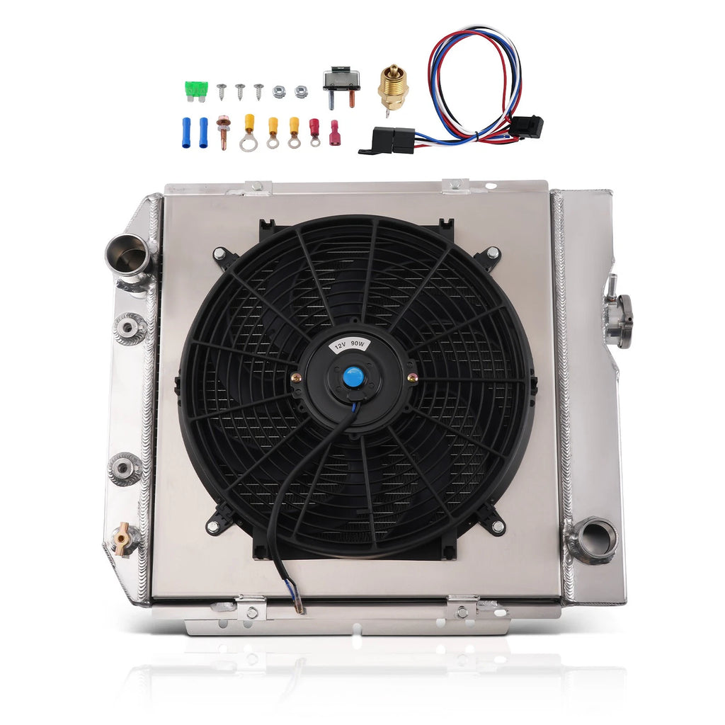 3 Row Aluminum Radiator Fan Shroud Kit for Ford Mustang V8 (1965–1966)