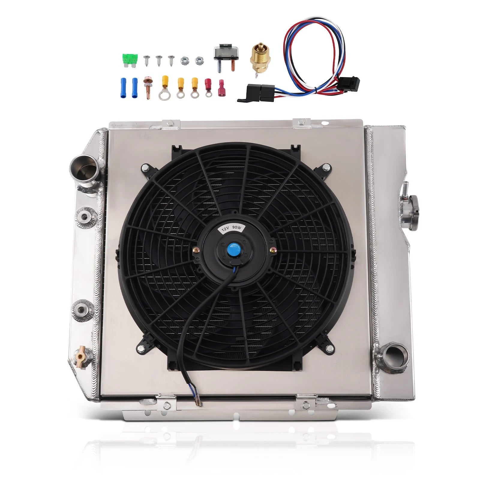 3 Row Aluminum Radiator Fan Shroud Kit for Ford Mustang V8 (1965–1966)