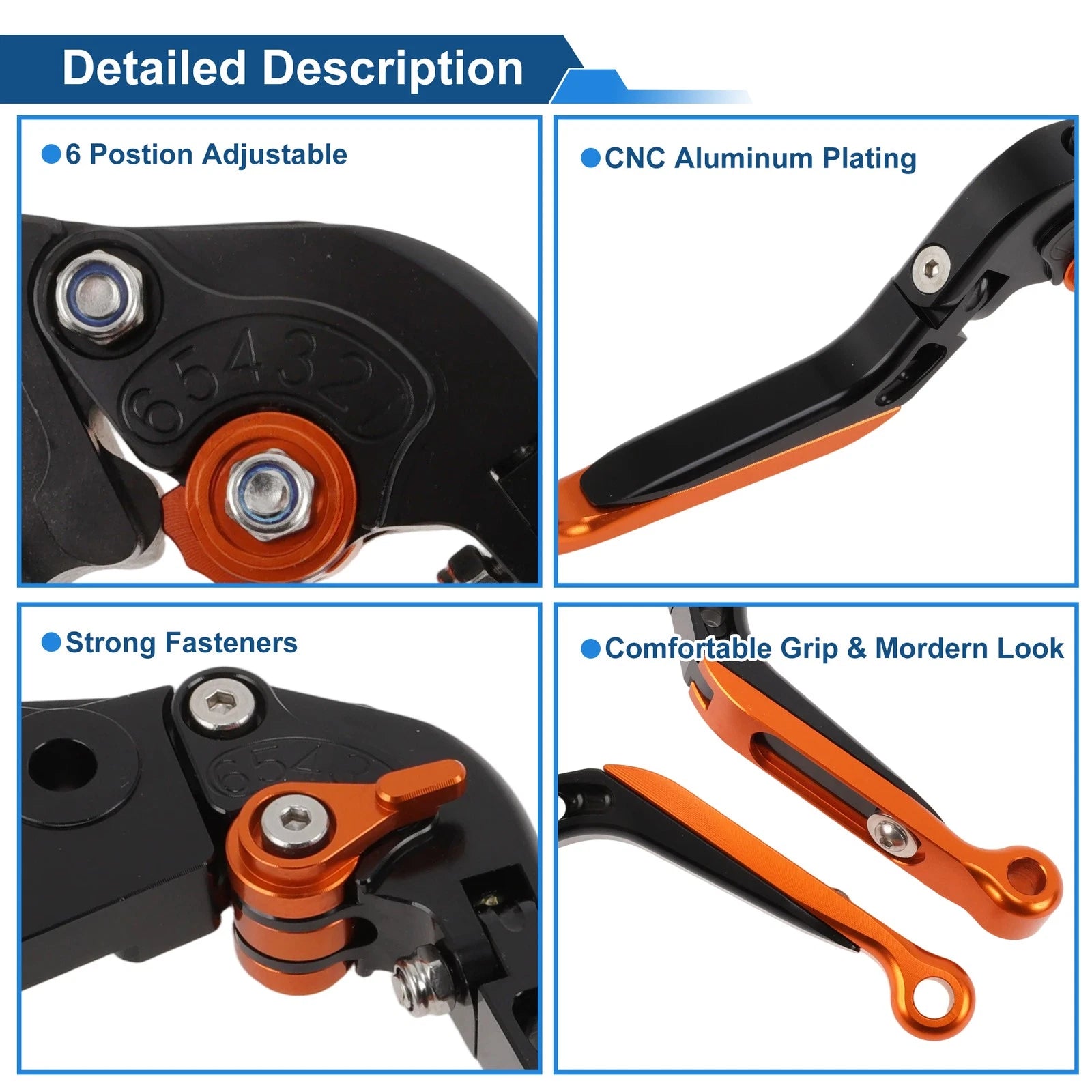 Adjustable Brake Clutch Levers for Honda NC700/NC750 S/X (2012–2020) Black Orange