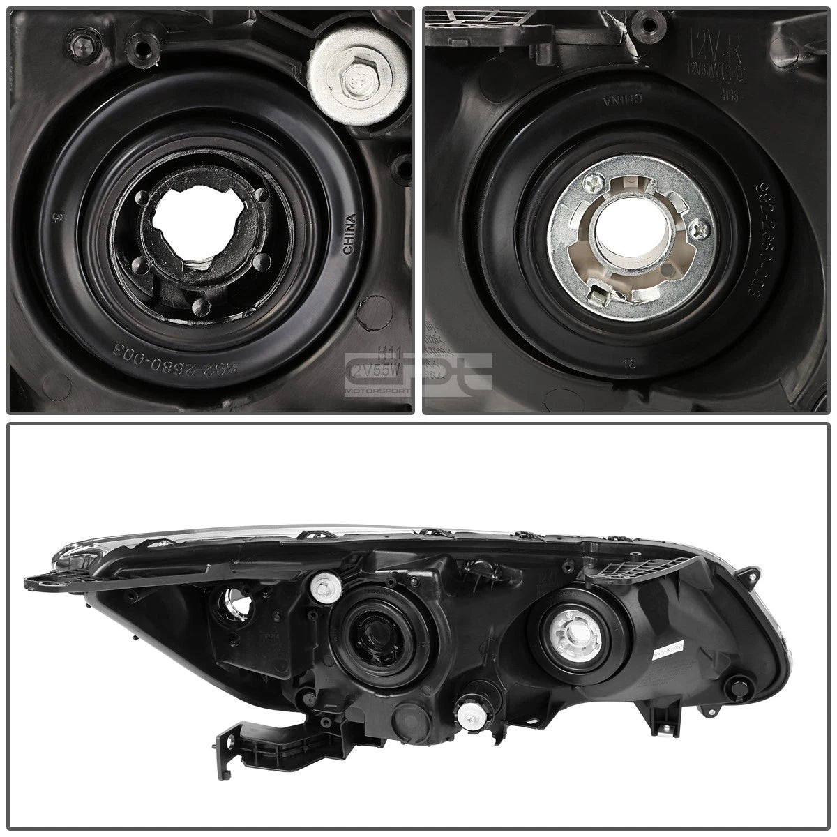 Pair of Chrome Housing Amber Corner Projector Headlights for Honda Accord (2013–2015)