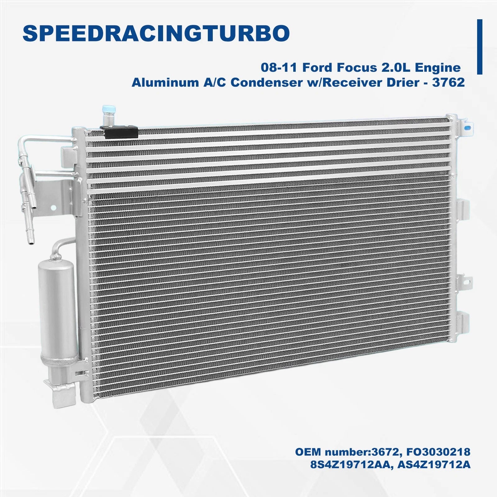 A/C Condenser for Ford Focus 2.0 (2008–2011) 3672 Aluminum