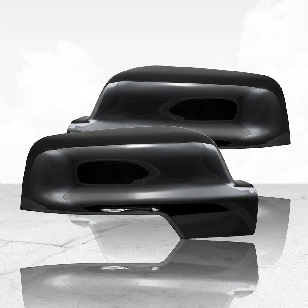 Set of 2 Top Half Mirror Covers for 2019-21 Ram 1500 - Gloss Black w/Turn Signal