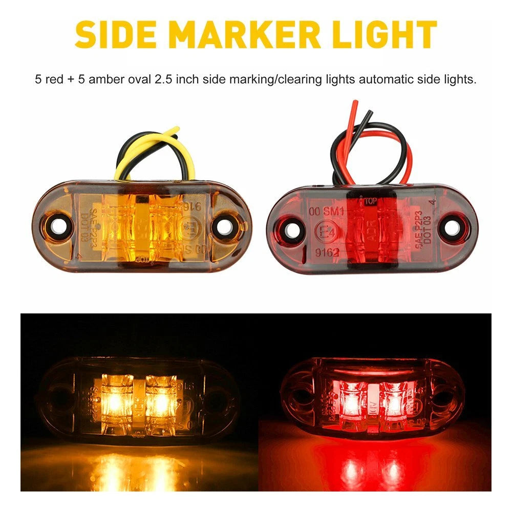 10x LED Side Marker Lights for RV Camper Trailer Truck