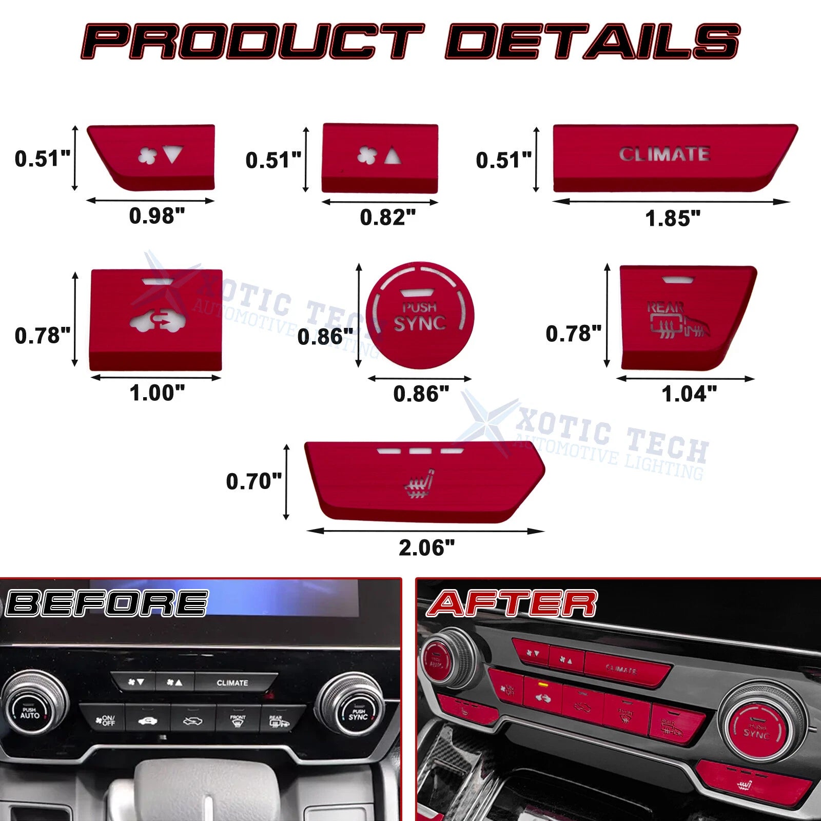 Aluminum Center Dashboard Switch Cover Trim for Honda CR-V (2017-2022)