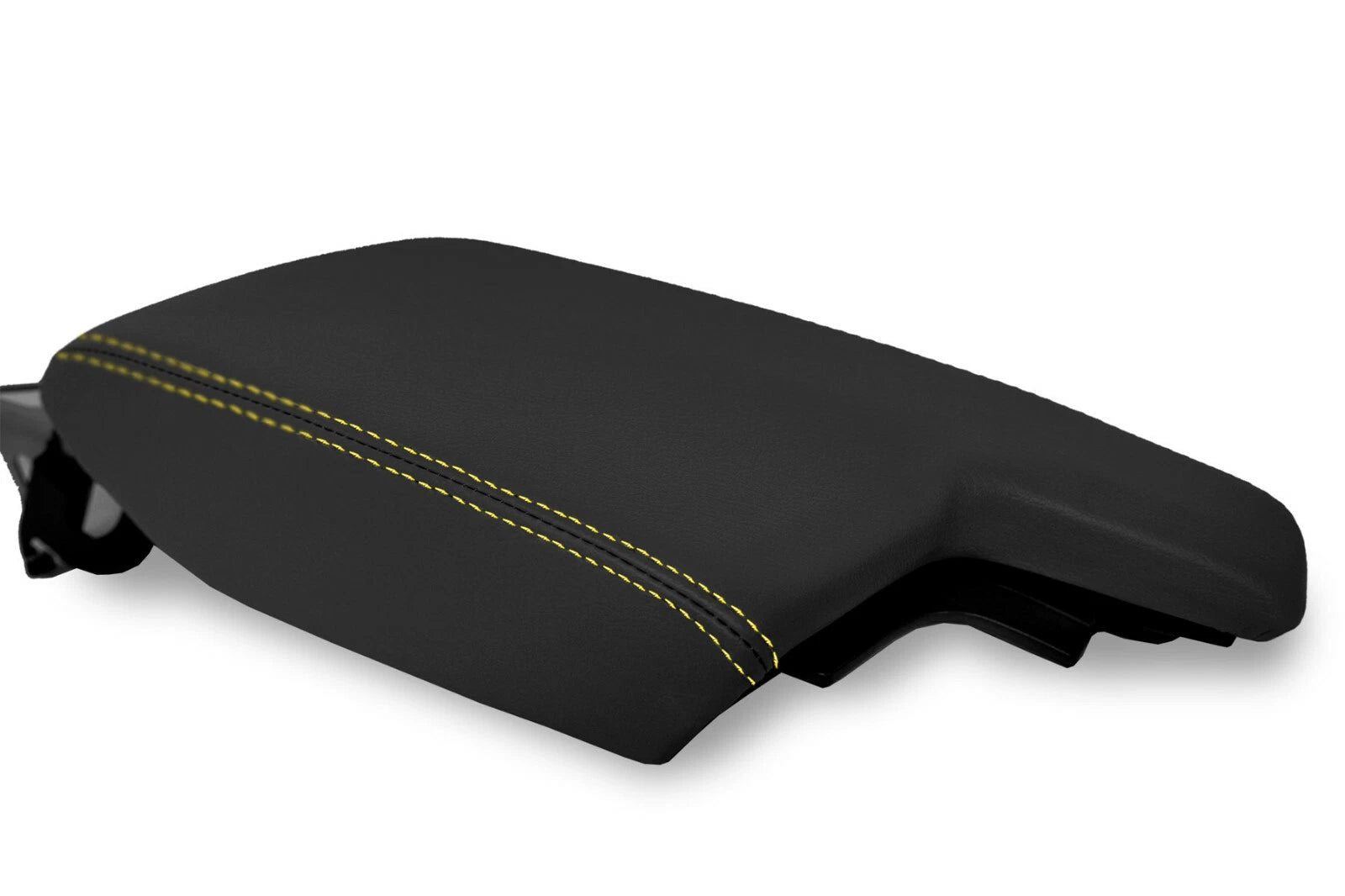 Leather Console Armrest Cover for Subaru Crosstrek (2018–2020) Black Yellow Stitch