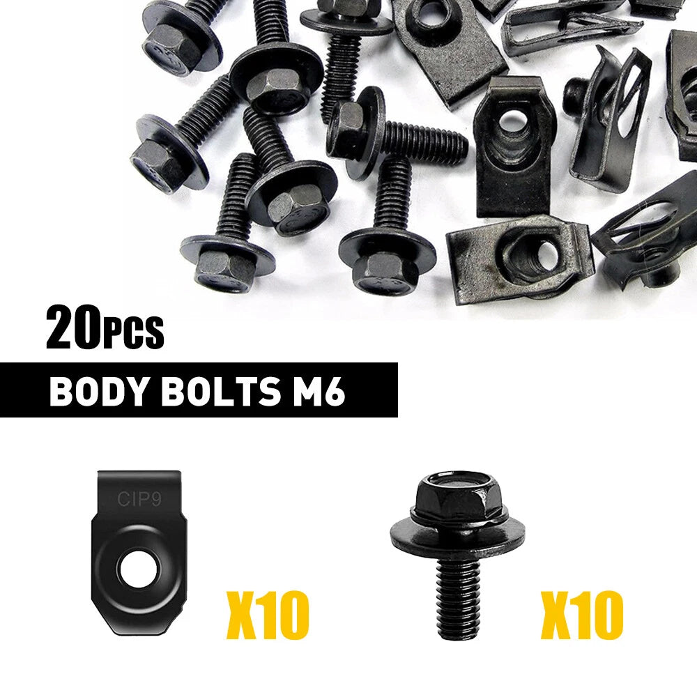 Set of 20 Body Bolts & U-nut Clips for Toyota