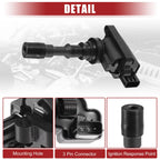 3X Ignition Coil for Kia Sedona (2002–2005) No. 2730039050 Black