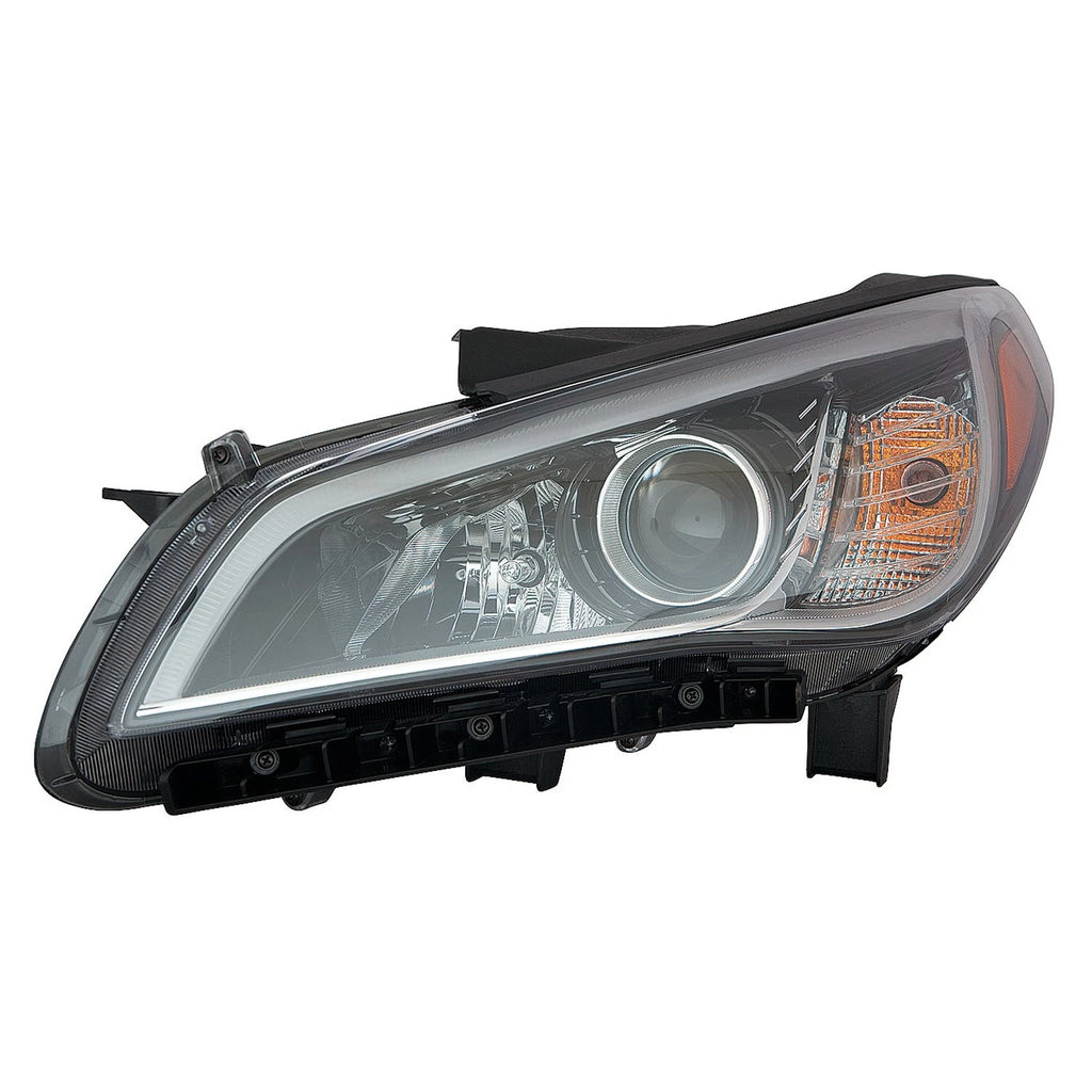 Replacement Driver Side Halogen Headlight Assembly w/Black Bezel w/Chrome Trim