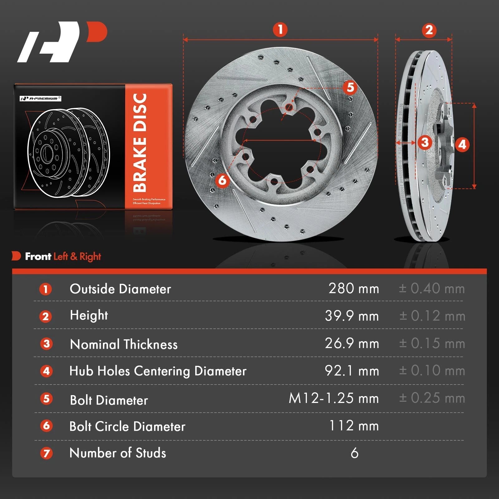 Front Drilled Brake Rotors for Chevy Colorado GMC Canyon (2004–2008)