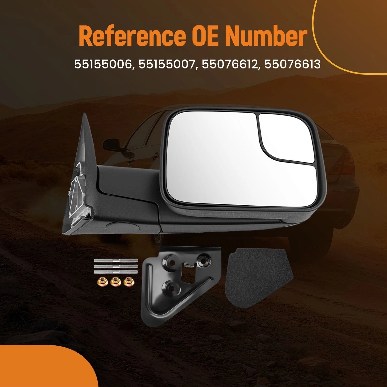 Manual Adjusted Rear View Mirror for Dodge Ram 1500/2500/3500 (1994–1997) Right