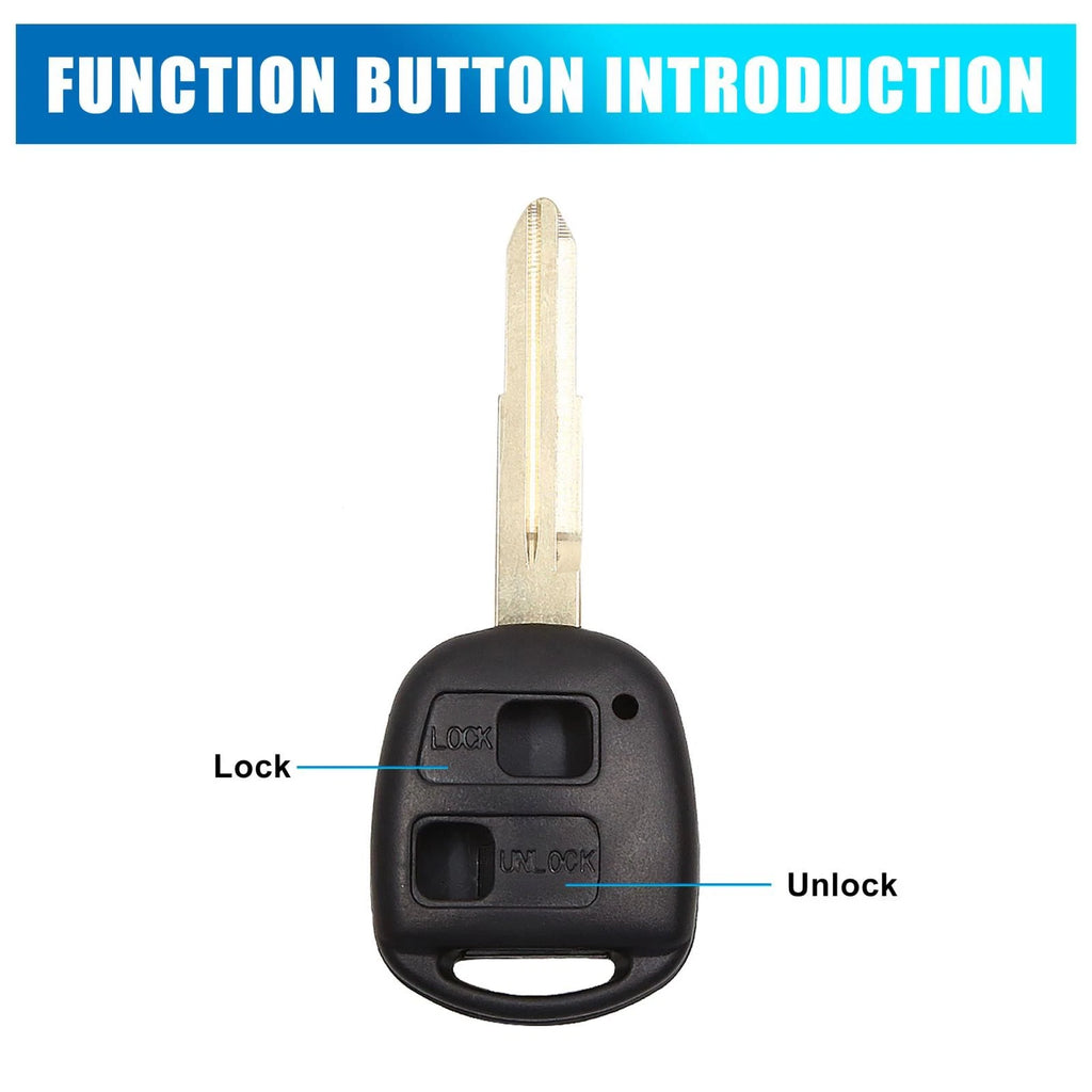 2X Key Fob Shell Case for Toyota Yaris Corolla RAV4 Prado (2000–2023) Black