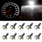 10Pcs White T5 Wedge 3-SMD LED Light Bulbs for Speedometer Gauge Cluster