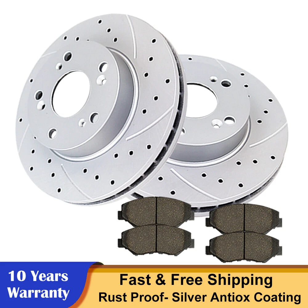 Front Drilled Rotors and Brake Pads Kit for Honda Civic (2006–2011)
