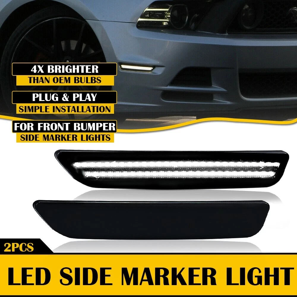 Smoke White LED Front Side Marker Signal Lamp for Ford Mustang (2010–2014)