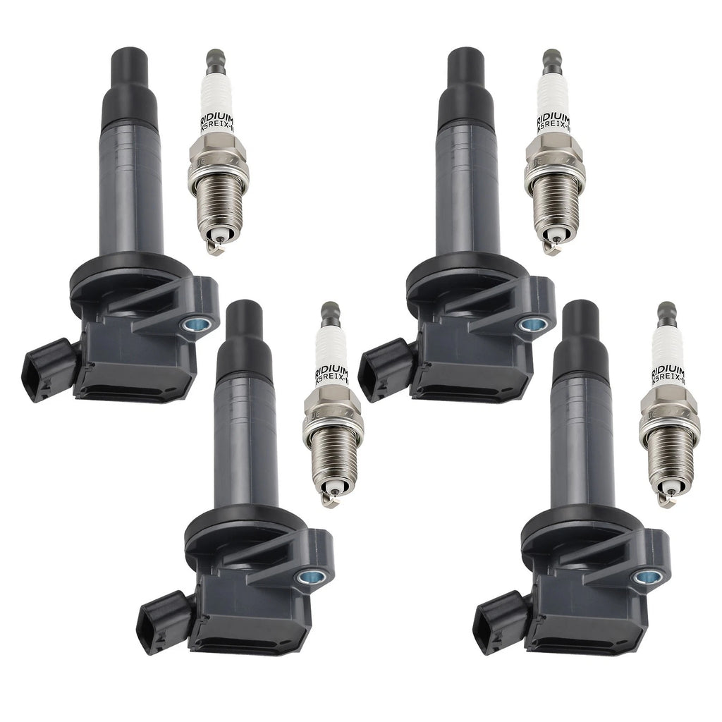 Ignition Coil Pack & Iridium Spark Plug Set of 4 for Chevrolet Prizm (2000–2002)