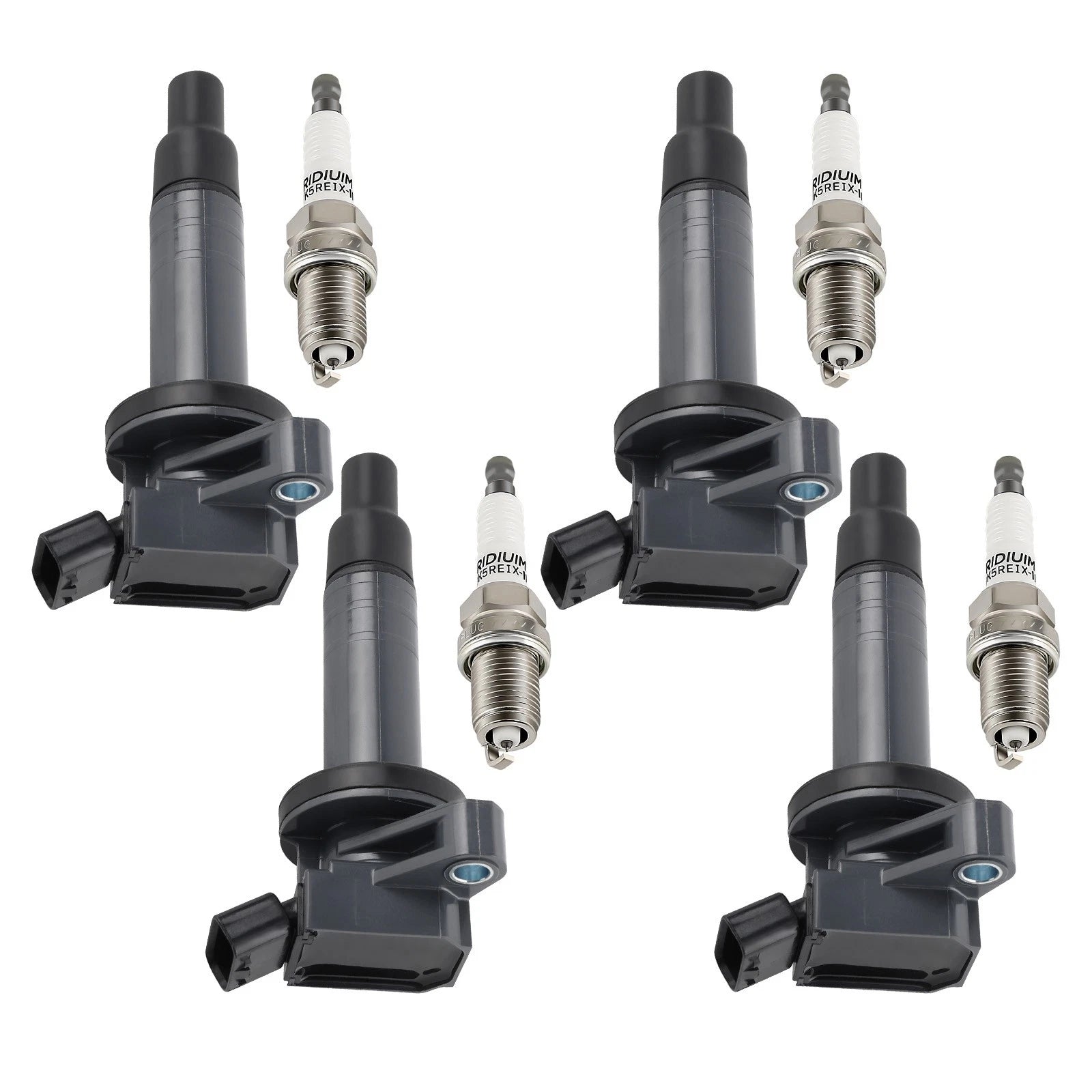 Ignition Coil Pack & Iridium Spark Plug Set of 4 for Chevrolet Prizm (2000–2002)