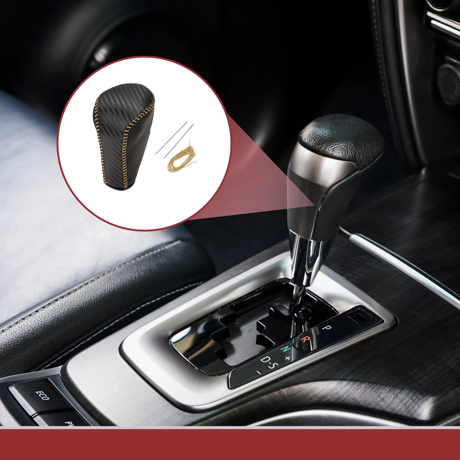 1 Pc Gear Shift Knob Cover for Honda Accord 8 (2008–2012) Black Yellow Leather