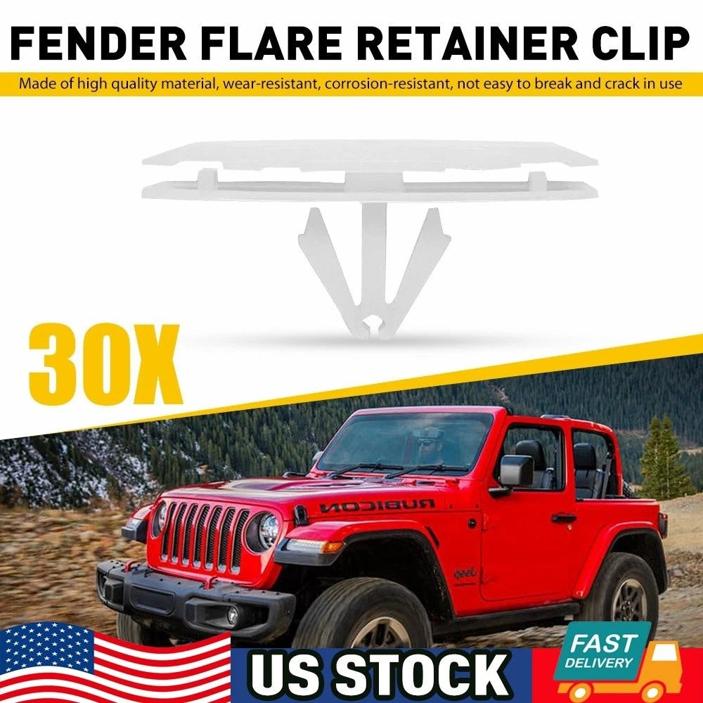 30pcs Fender Flare Retainer Clip for Jeep Wrangler JL (2018–2020) & Gladiator H