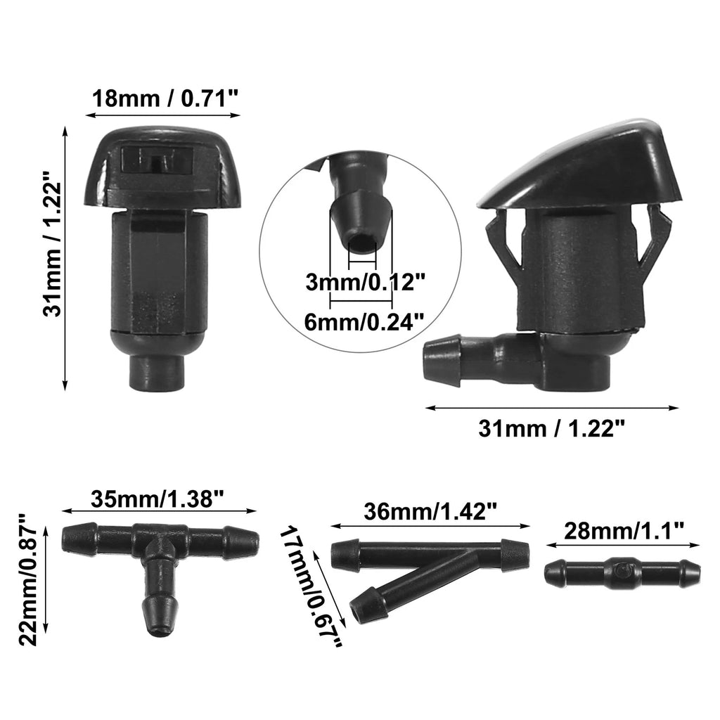 2X Windshield Washer Nozzle Hose Kit for GMC Acadia (2011–2012) 15247800