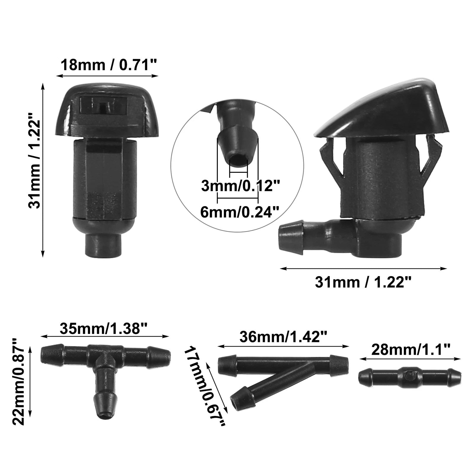 2X Windshield Washer Nozzle Hose Kit for GMC Acadia (2011–2012) 15247800