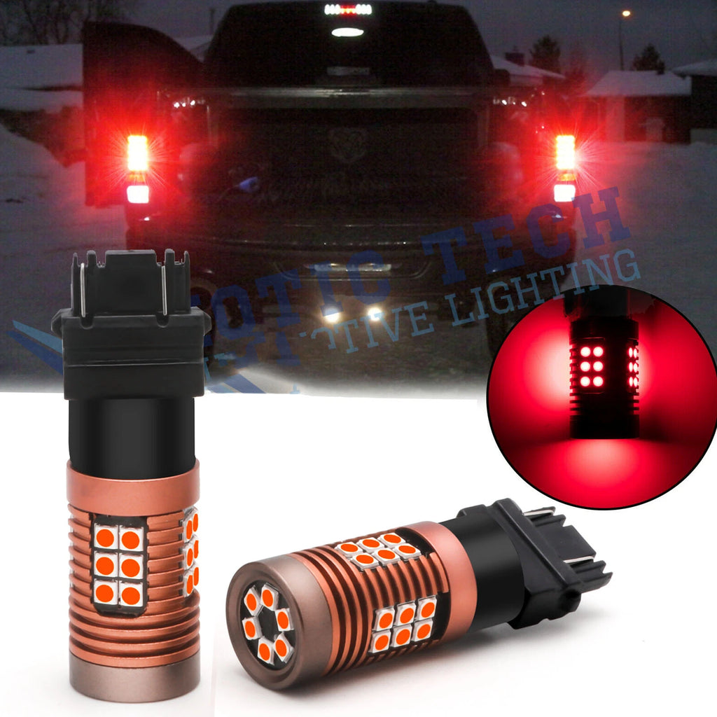 3157 LED Brake Tail Parking Light Bulbs for RAM 1500 2500 3500 (3200LM Red, 2013–2018)