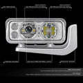 Projector LED Halo Ring Chrome Clear Headlight for Peterbilt 359 379 389 (1981–2021)