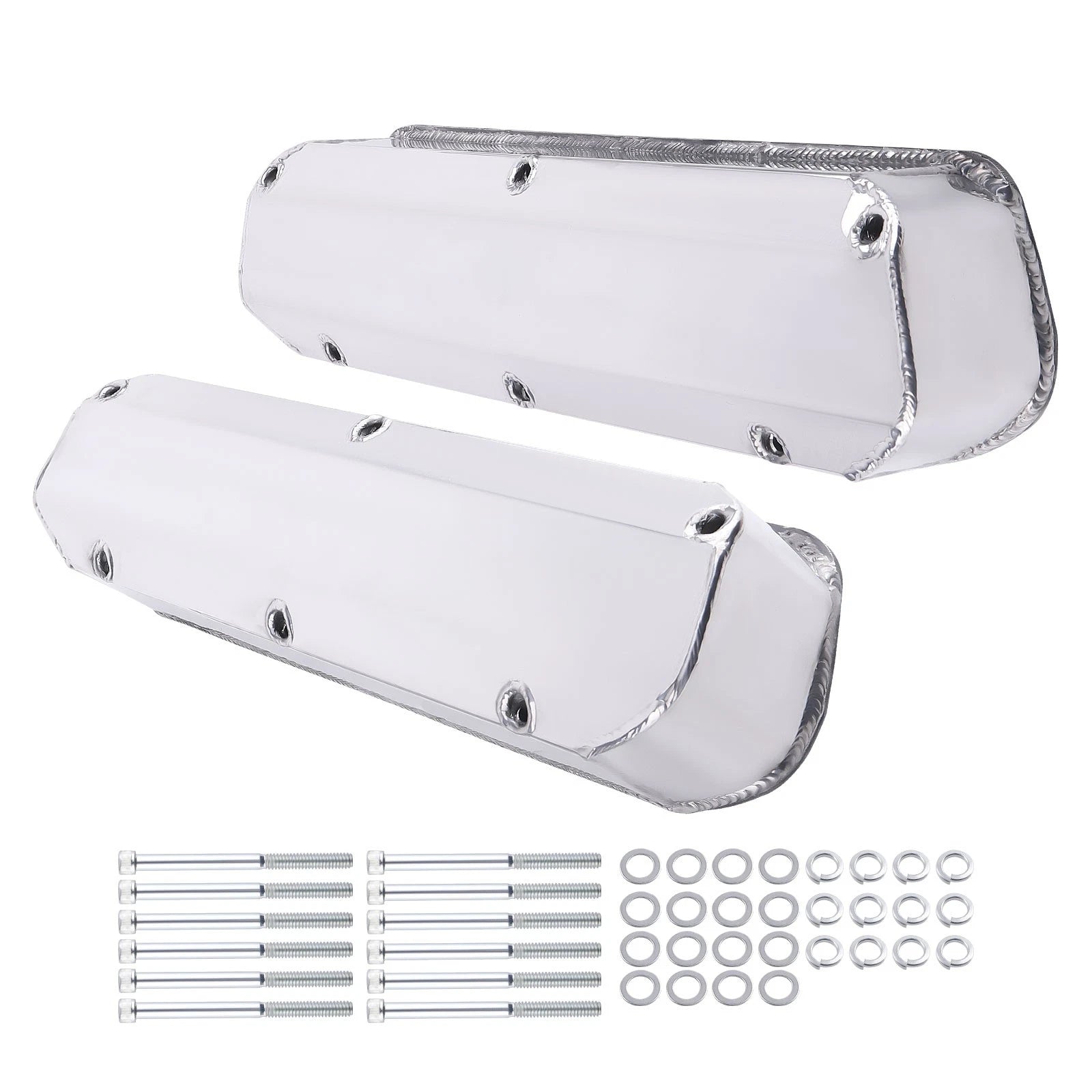 Fabricated Aluminum Covers for Ford 260-351W V8 (Polished, Mounting Hardware)