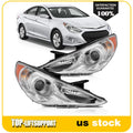 Headlight Assembly Pair for Hyundai Sonata (2011–2014) Chrome Projector