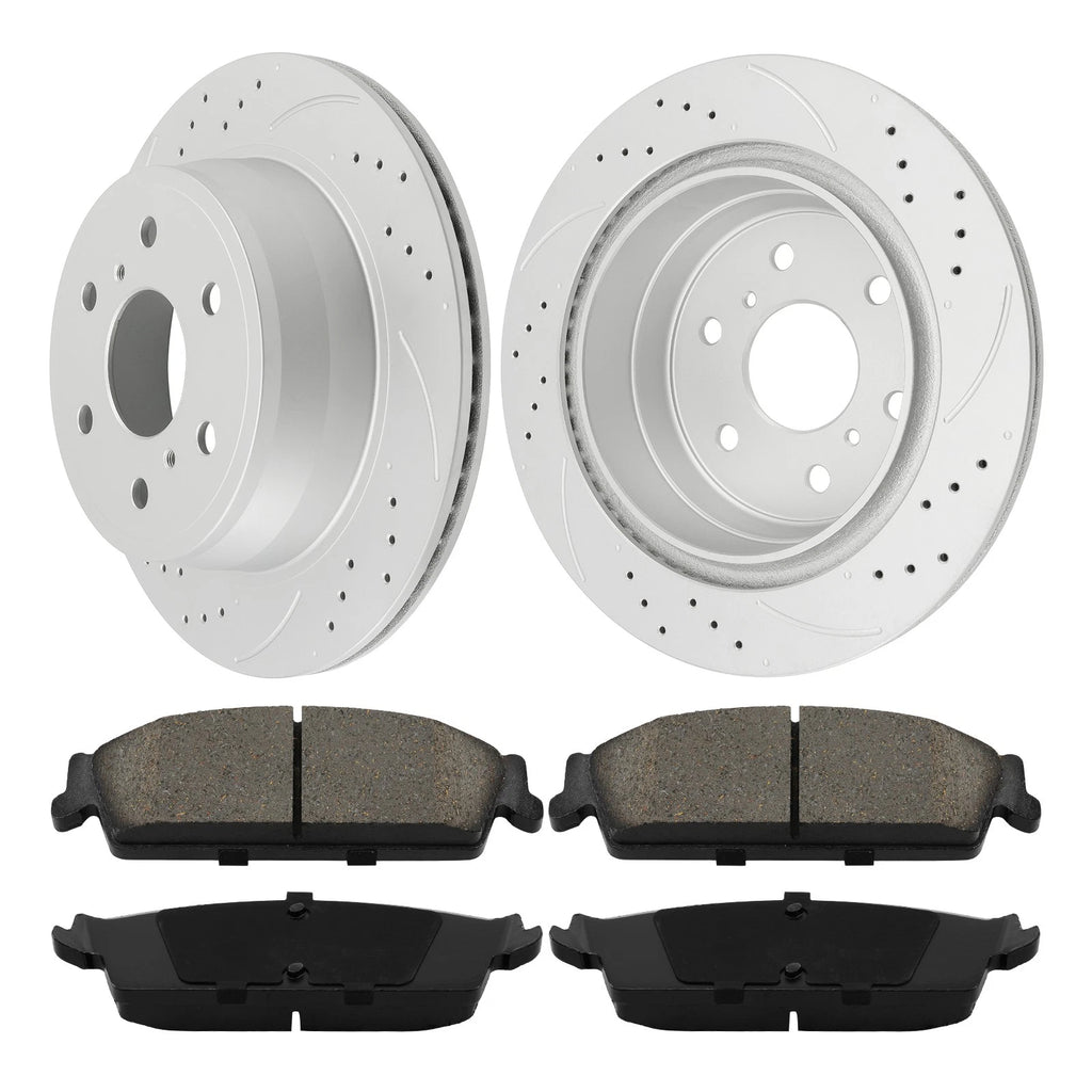 Rear Drilled Slotted Rotors & Ceramic Pads Kit for Chevy Tahoe (2007–2011)