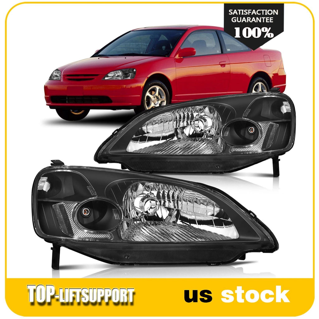Set of 2 Reflector Headlights for Honda Civic (2001–2003)
