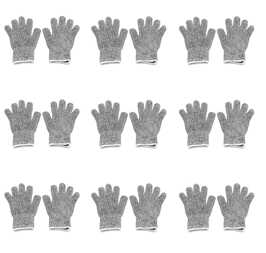 9 Pair Cut Resistant Gloves for Kids (8-12 Years) Level 5 Protection
