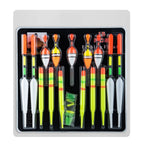 15 Piece Set of Fishing Floats Bobbers for Various Fishing Applications