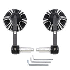 3" Round Bar End Mirror Set for Universal Fit (7/8" & 1") - Carbon Black