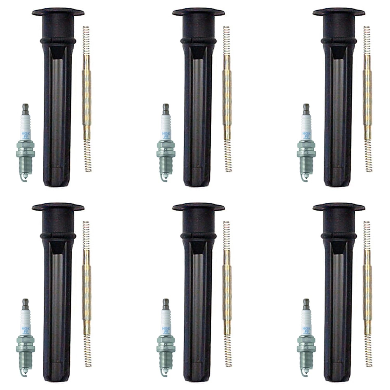 NGK 6 Laser Platinum Spark Plugs & Denso Coil Boots Kit for Chrysler 300 (1999–2004)